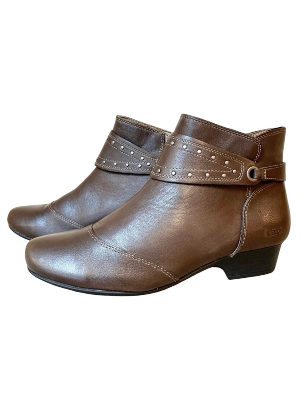 Taos Ultimo Brown Leather Ankle Boot Studded Strap Casual Comfort Bootie 8.5W